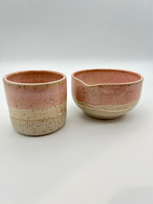 Matcha sett - Rosa med sprett